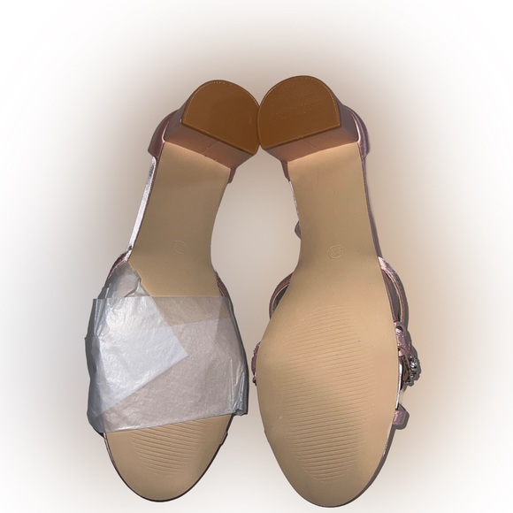 Women’s Open-Toe d'Orsay 2” Heels w Rhinestones & Laser-Cut Detailing, 8.5 Pink - Picture 6 of 11